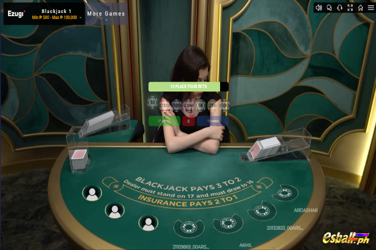 Side Bets in?EZugi Blackjack Game Online Casino