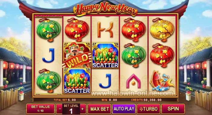 Happy New Year Slot Machine Game, Kumita sa Happy New Year Wishes Game